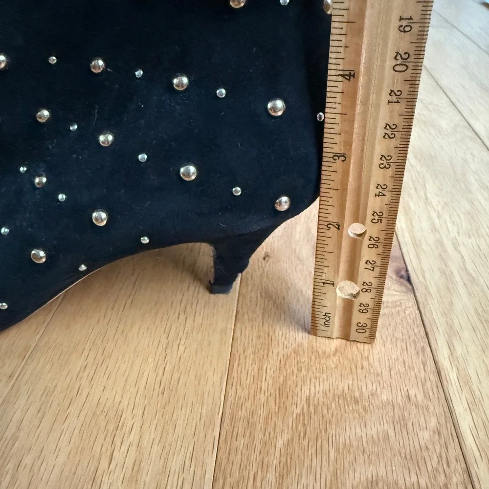 Kate Spade Suede Studded MobWife Office‎ Siren Ankle Boots 8M Black